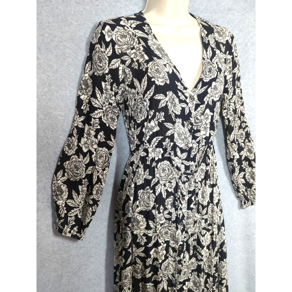 BILLA BONG  Maxi Dress M/M Allegra Kimono Lg Sleeve Black White Fairy Goth Boho